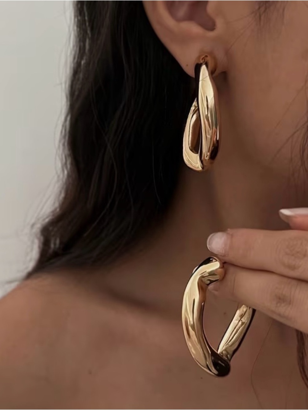 Gold Sculpted Hoop Earrings - Women Jewelry — NWOT